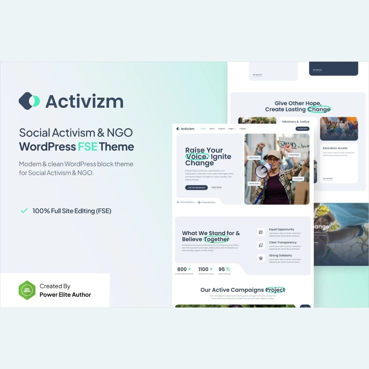 Activizm – Social Activism & NGO Gutenverse FSE ธีม WordPress