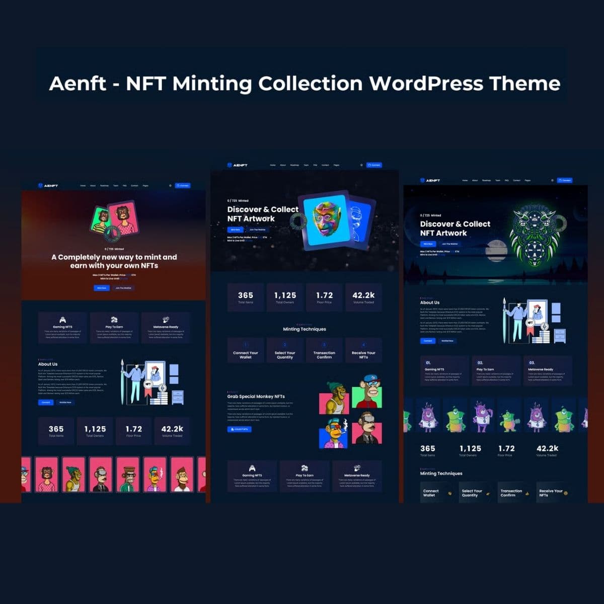 Aenft - NFT Minting Collection WordPress-thema