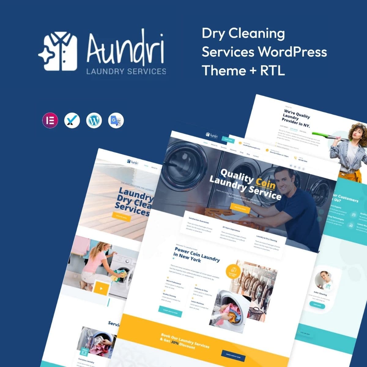 Aundri - Dry পরিষ্কারing Services ওয়ার্ডপ্রেস থিম + RTL