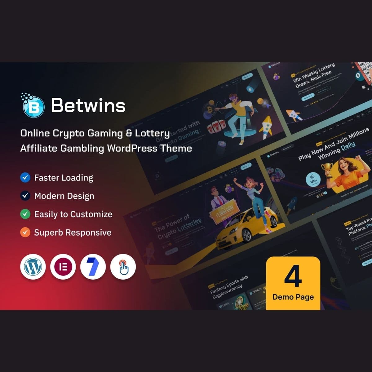 Betwins - Online Crypto Gaming & Lottery Giveaways Affiliate Motyw WordPress