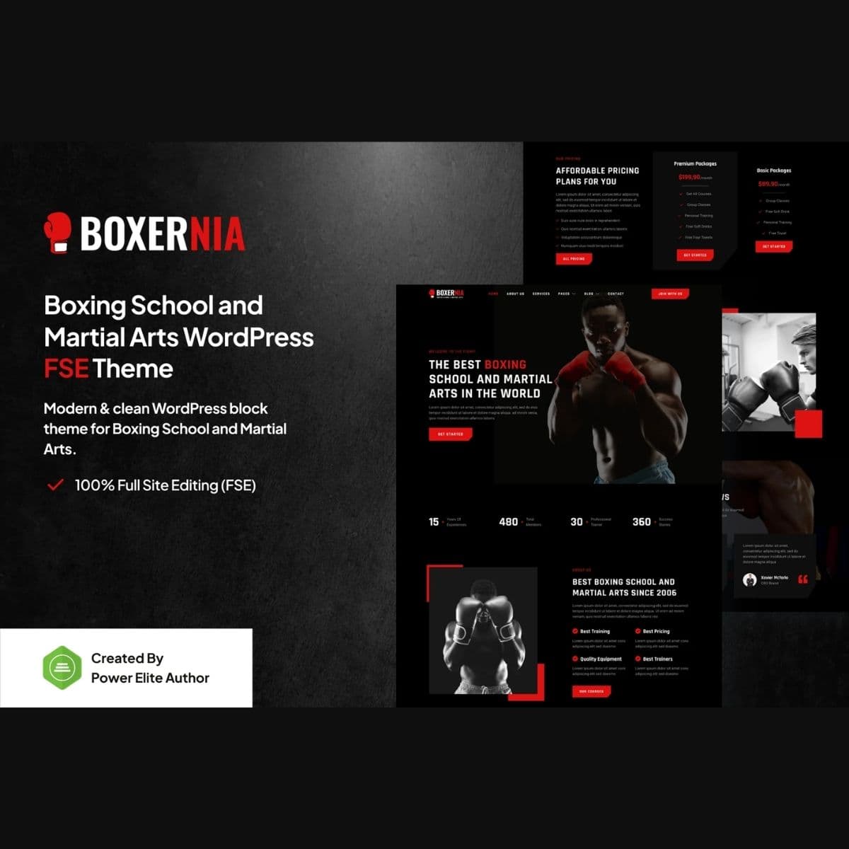 Boxernia – Boxing School & Martial Arts Gutenverse FSE WordPress-thema