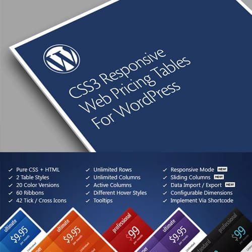 CSS3 রেসপন্সিভ WordPress Compare Pricing Tables
