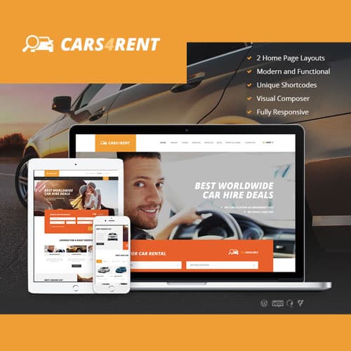 Cars4Rent | Auto Rental & Taxi Service ธีม WordPress + RTL