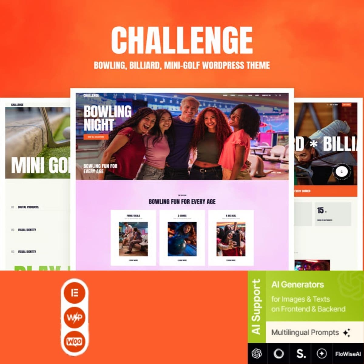 Challenge - Bowling, Billiard & Mini-Golf WordPress-thema