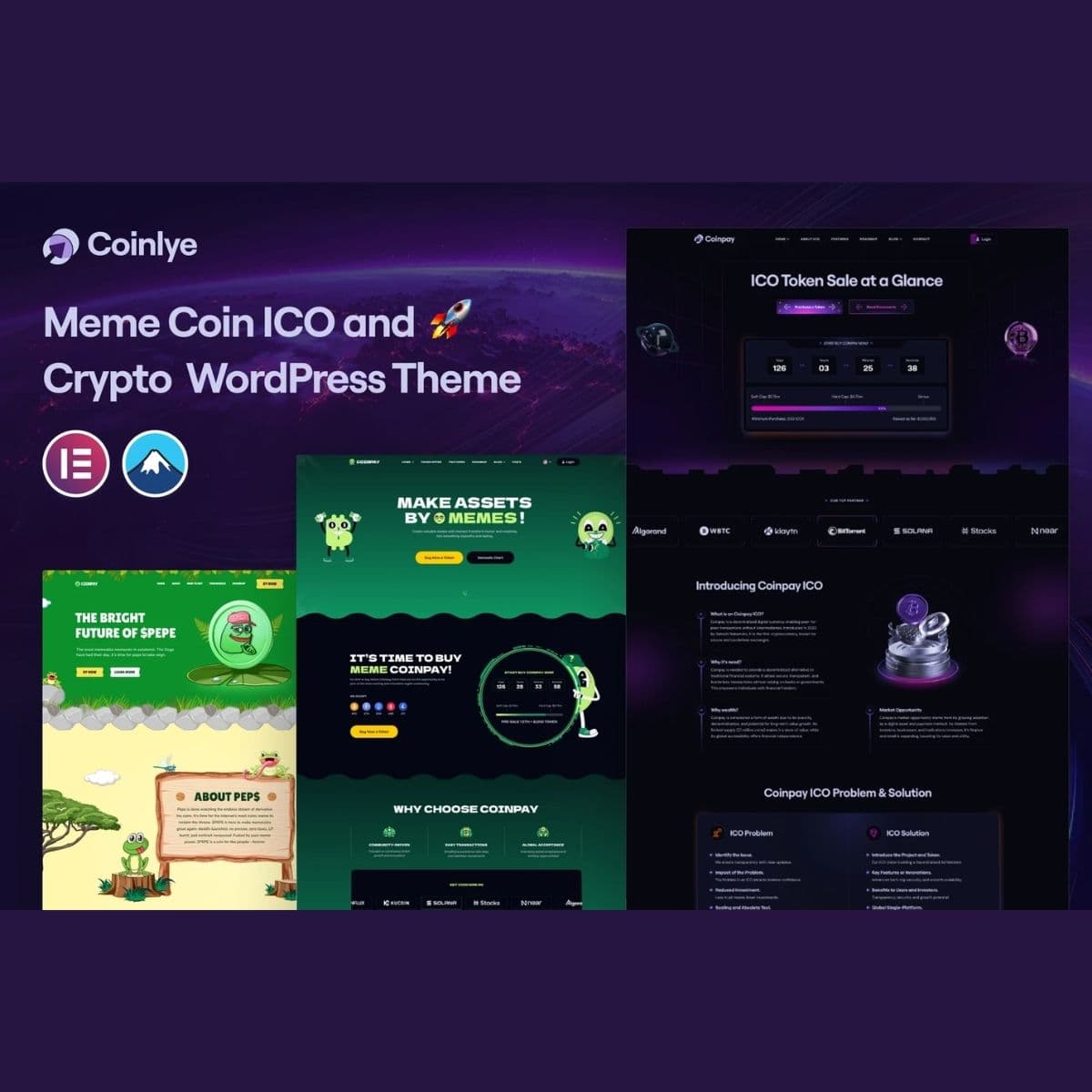Coinlye - Meme coin ICO & Crypto Motyw WordPress