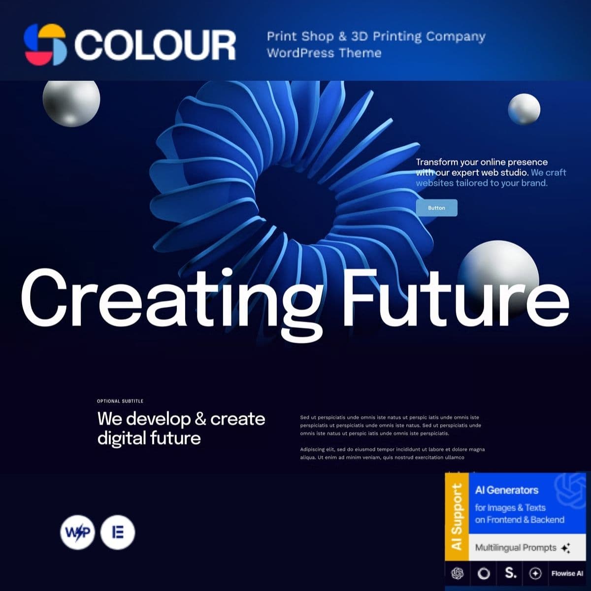 Colour - Tema de WordPress para Imprentas y Empresas de Impresión 3D