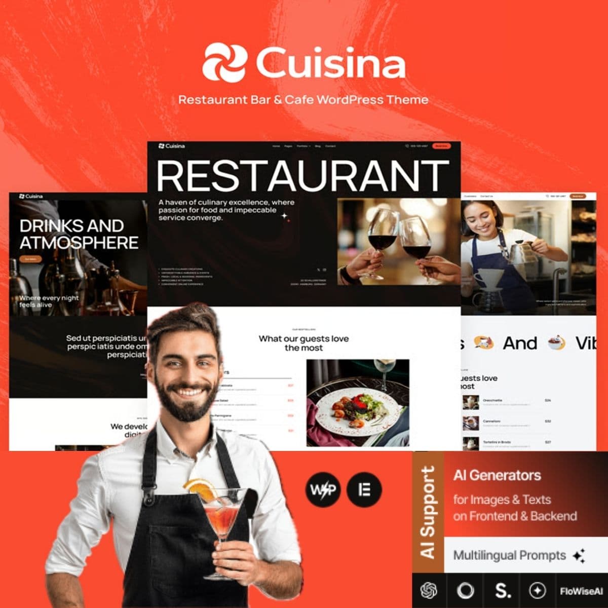 Cuisina - Restaurant Bar & Cafe ورڈپریس تھیم