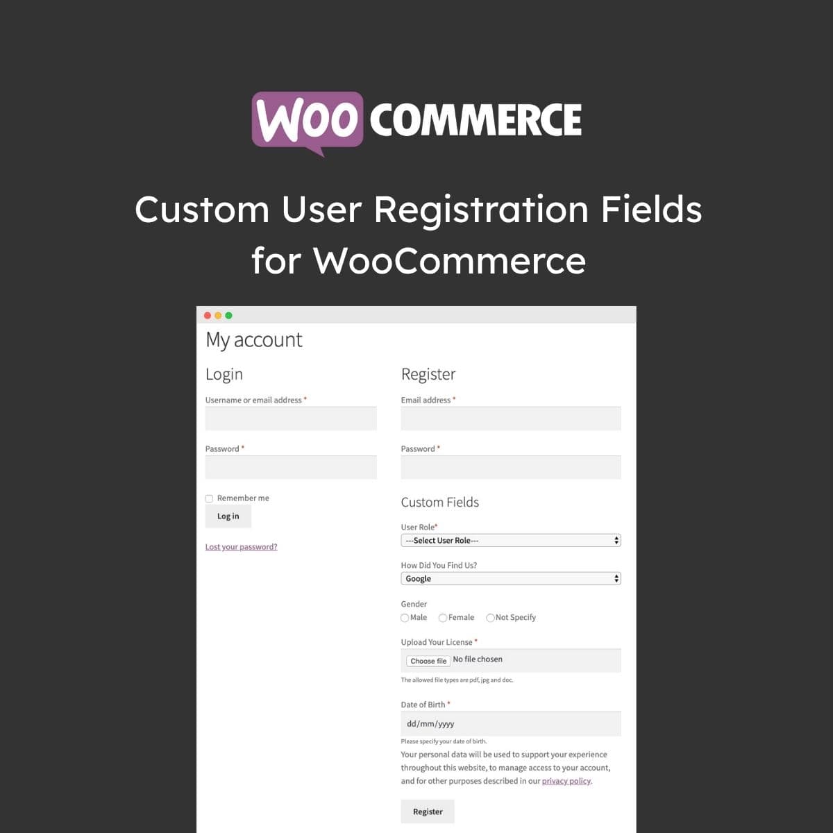 Custom User Registration Fields cho WooCommerce Custom User Registration Fields cho WooCommerce