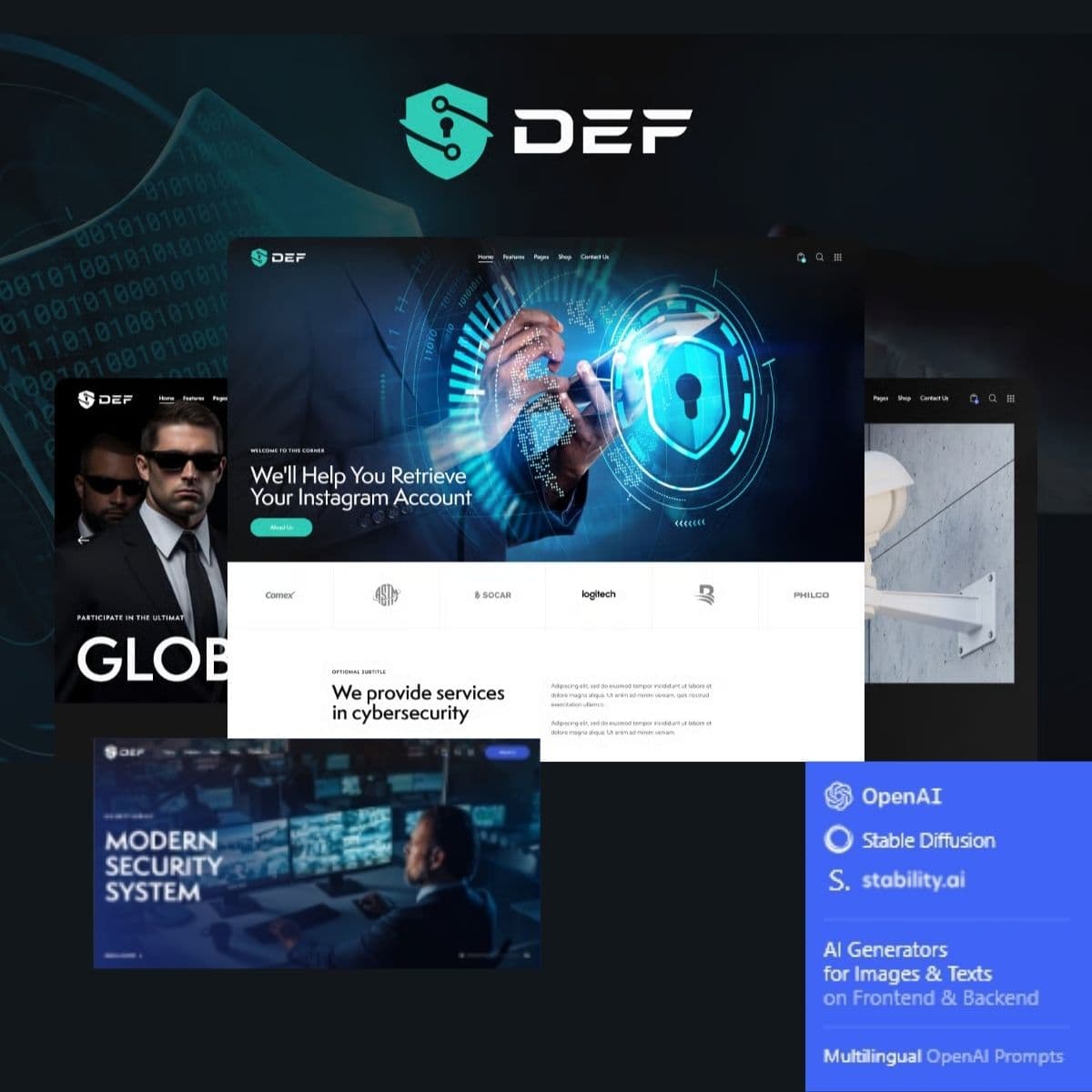 Def — CCTV Camera & Bodyguard ความปลอดภัย ธีม WordPress