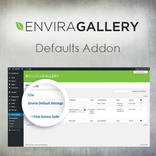 Envira Galerie - Defaults Addon