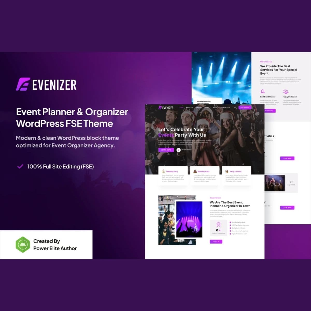 Evenizer – Подія Planner & Organizer Gutenverse FSE Тема WordPress