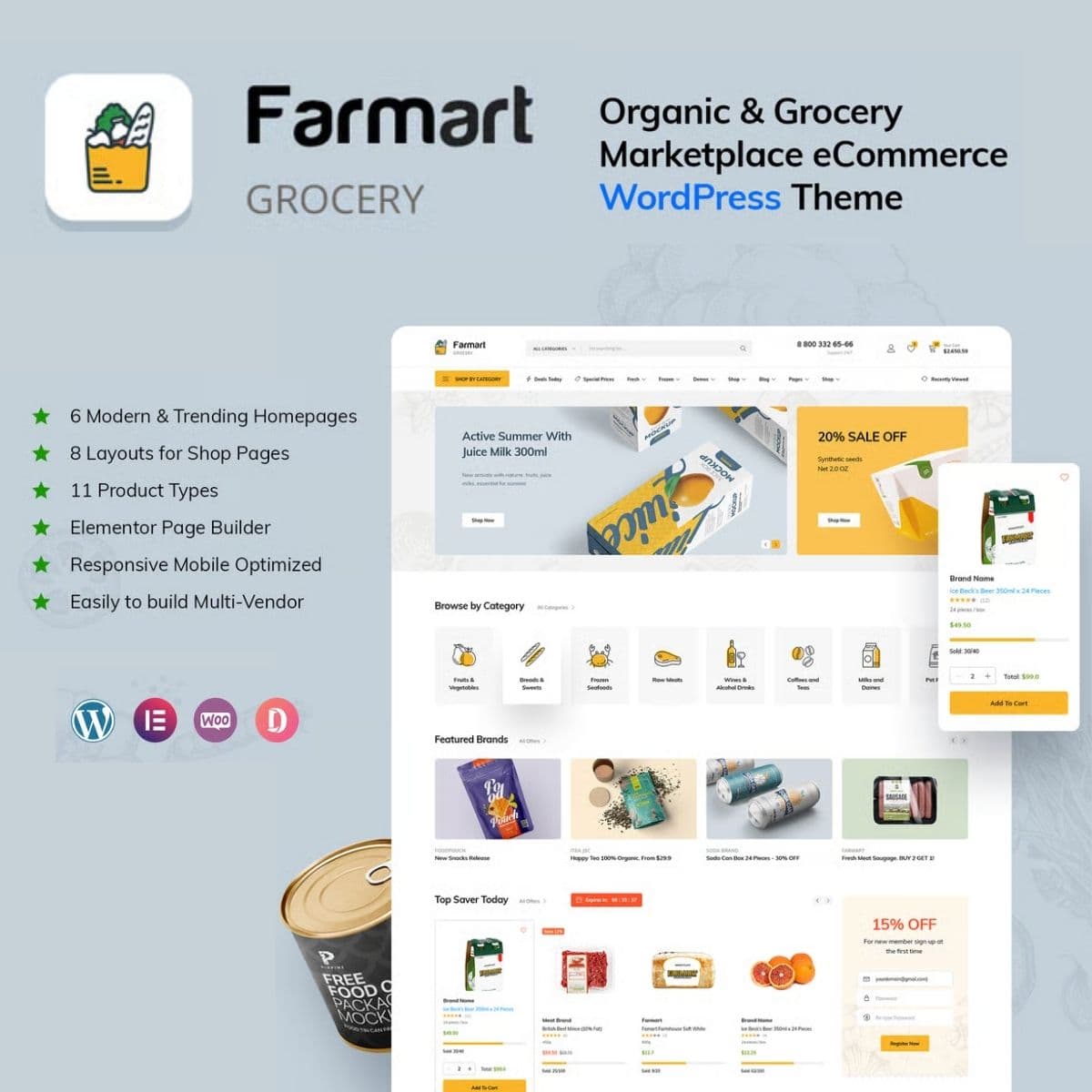 Farmart - Organic & Grocery Marketplace WordPress-thema