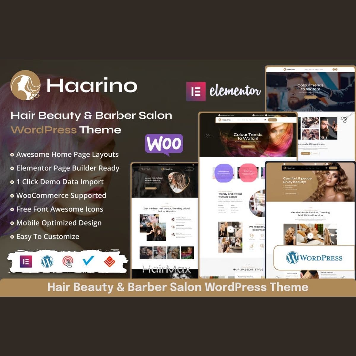 Haarino - Hair Güzellik & Makeup Salon WordPress Teması