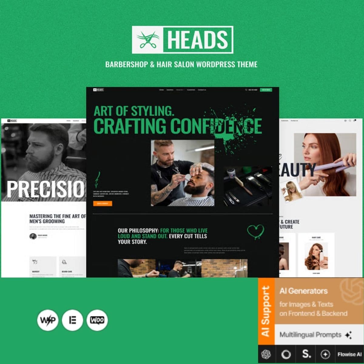 Heads - Barbershop & Hair Salon ورڈپریس تھیم