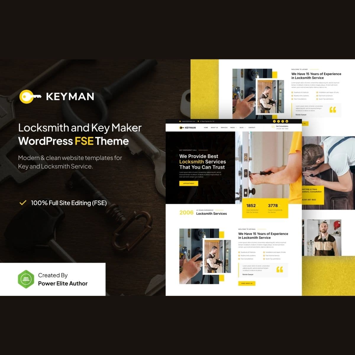 Keyman – Locksmith & Key Maker Услуги Gutenverse FSE Тема WordPress