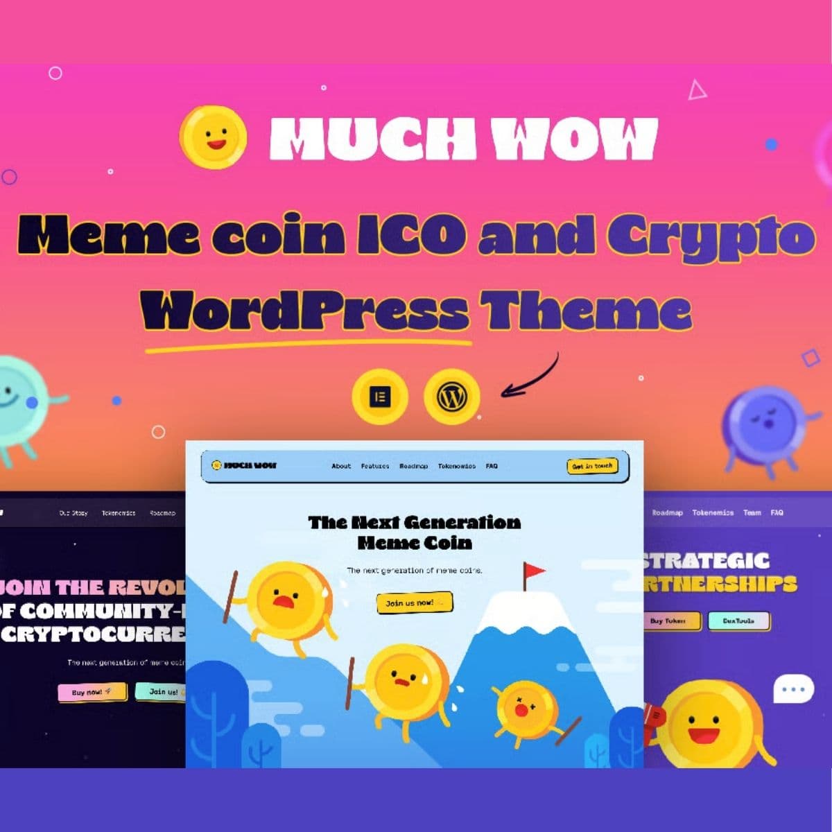 MuchWow - Meme coin ICO and Crypto Motyw WordPress