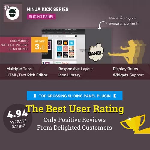 Ninja Kick: Sliding Panel voor WordPress