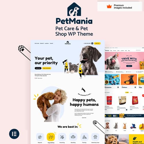 PetMania - Pet Care Shop Ecommerce Tema WordPress