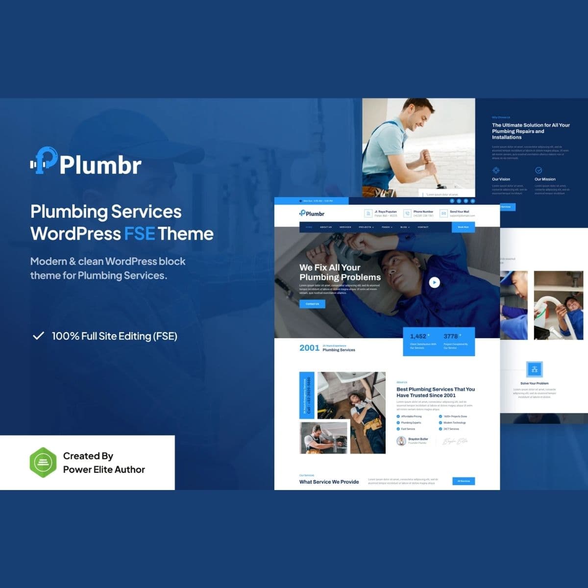 Plumbr - Plumbing Услуги Gutenverse FSE Тема WordPress