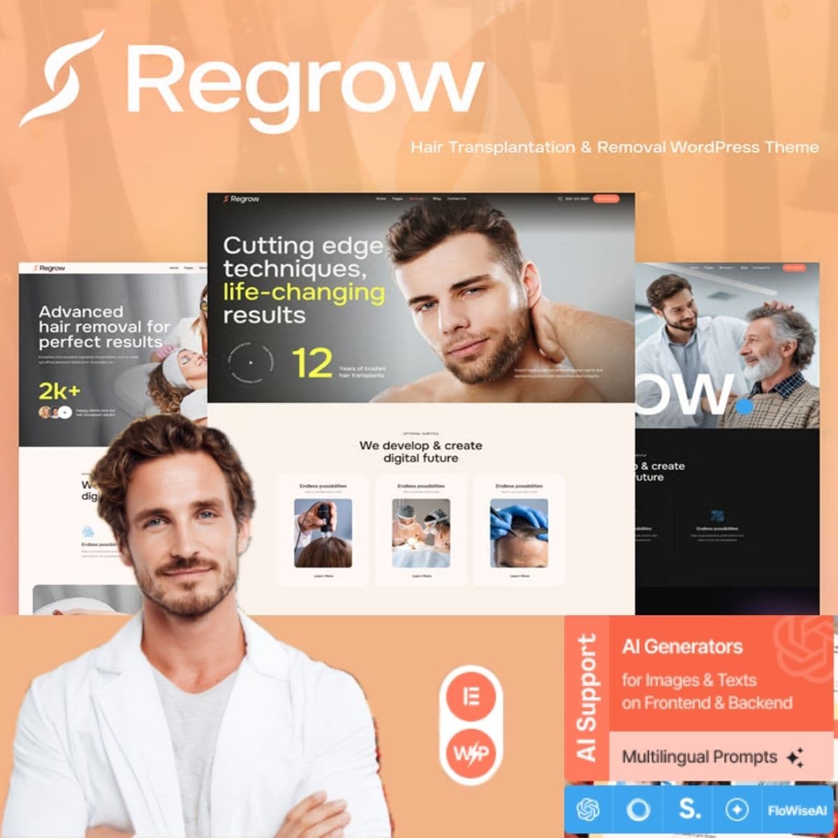Regrow - Hair Transplantation & Removal Theme WordPress