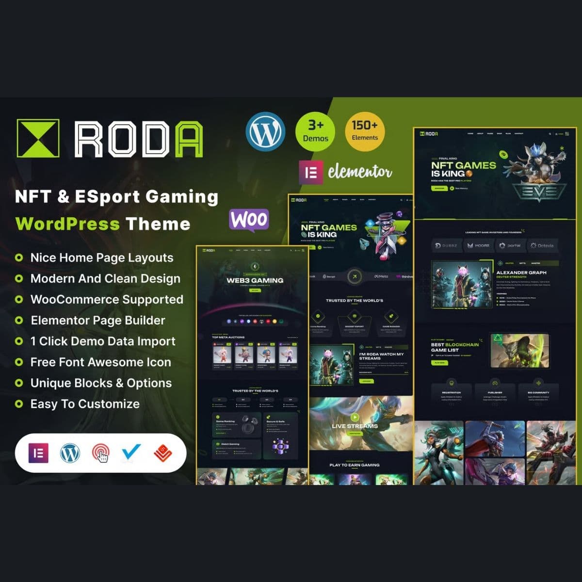 Roda - eSports & Gaming NFT Tema WordPress