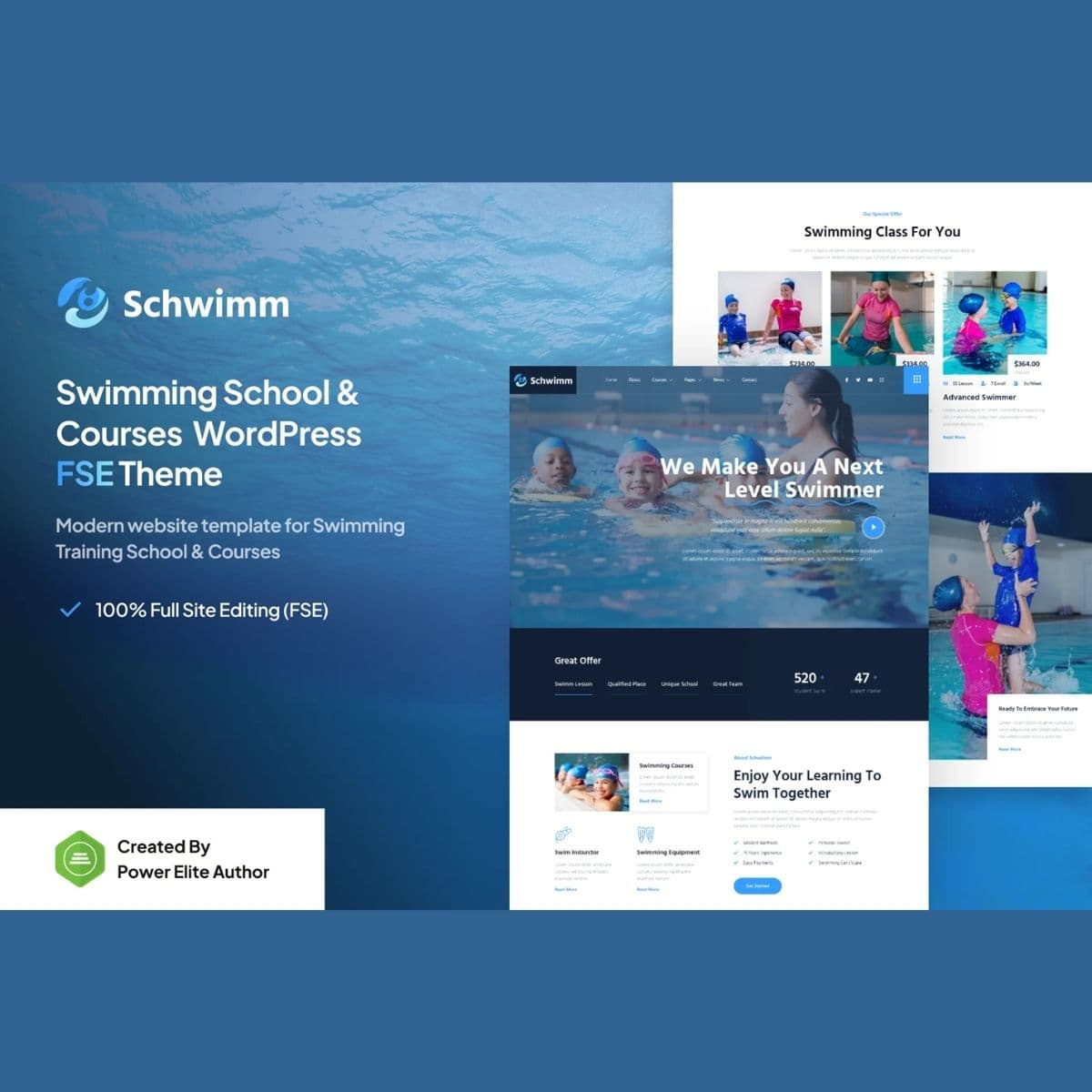 Schwimm – Swimming Schule & Course Gutenverse FSE WordPress-Theme