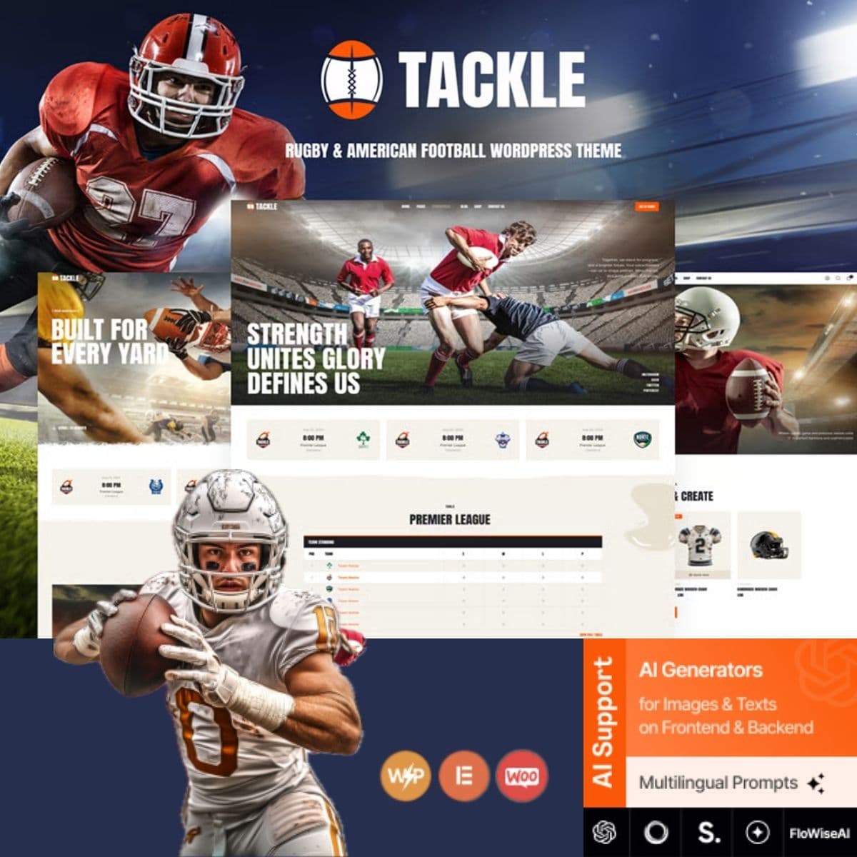 Tackle - Rugby & American Football WordPress-thema