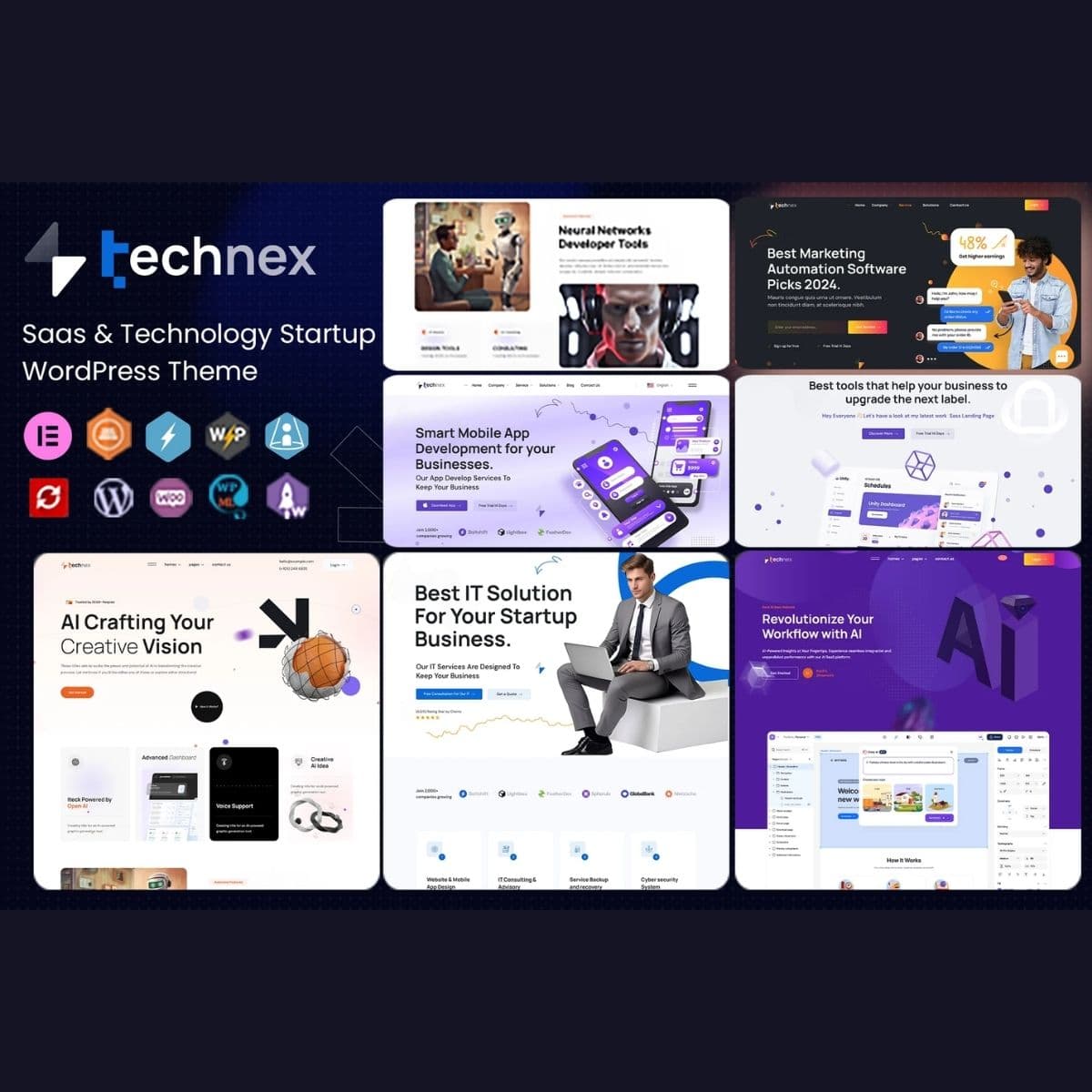 Technex - Elementor Technology & Software WordPress-thema