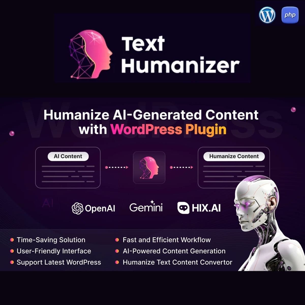 TextHumanizer - Humanize AI Inhalt Generator WordPress Plugin