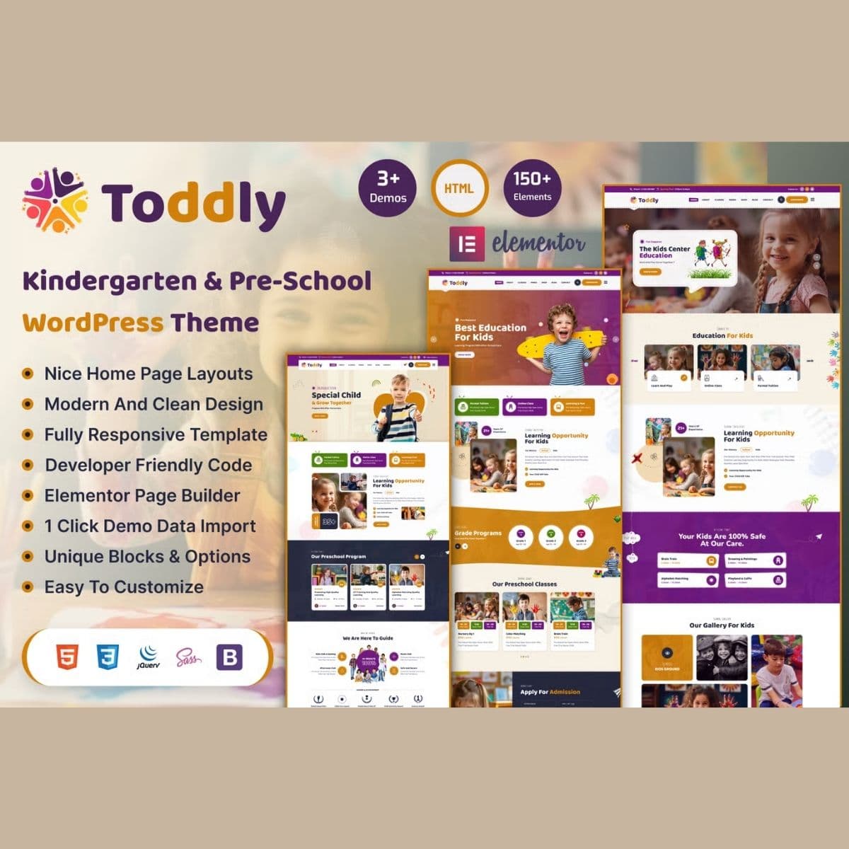 Toddly - Kids & Kindergarten Tema de WordPress