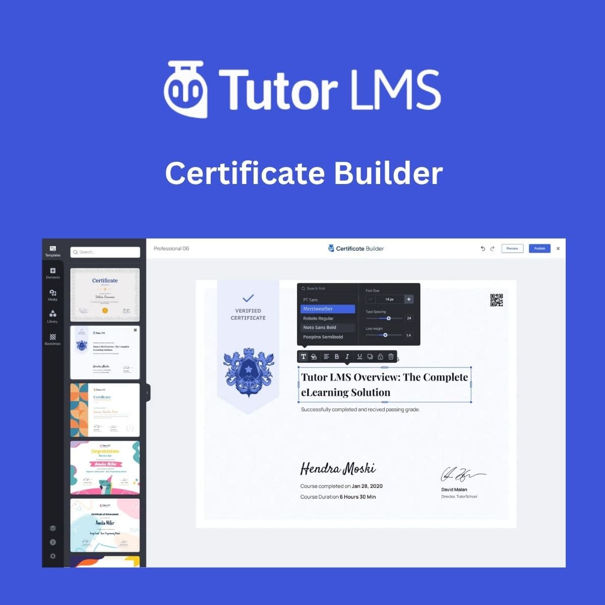 Tutor LMS Pro – Certificate Конструктор