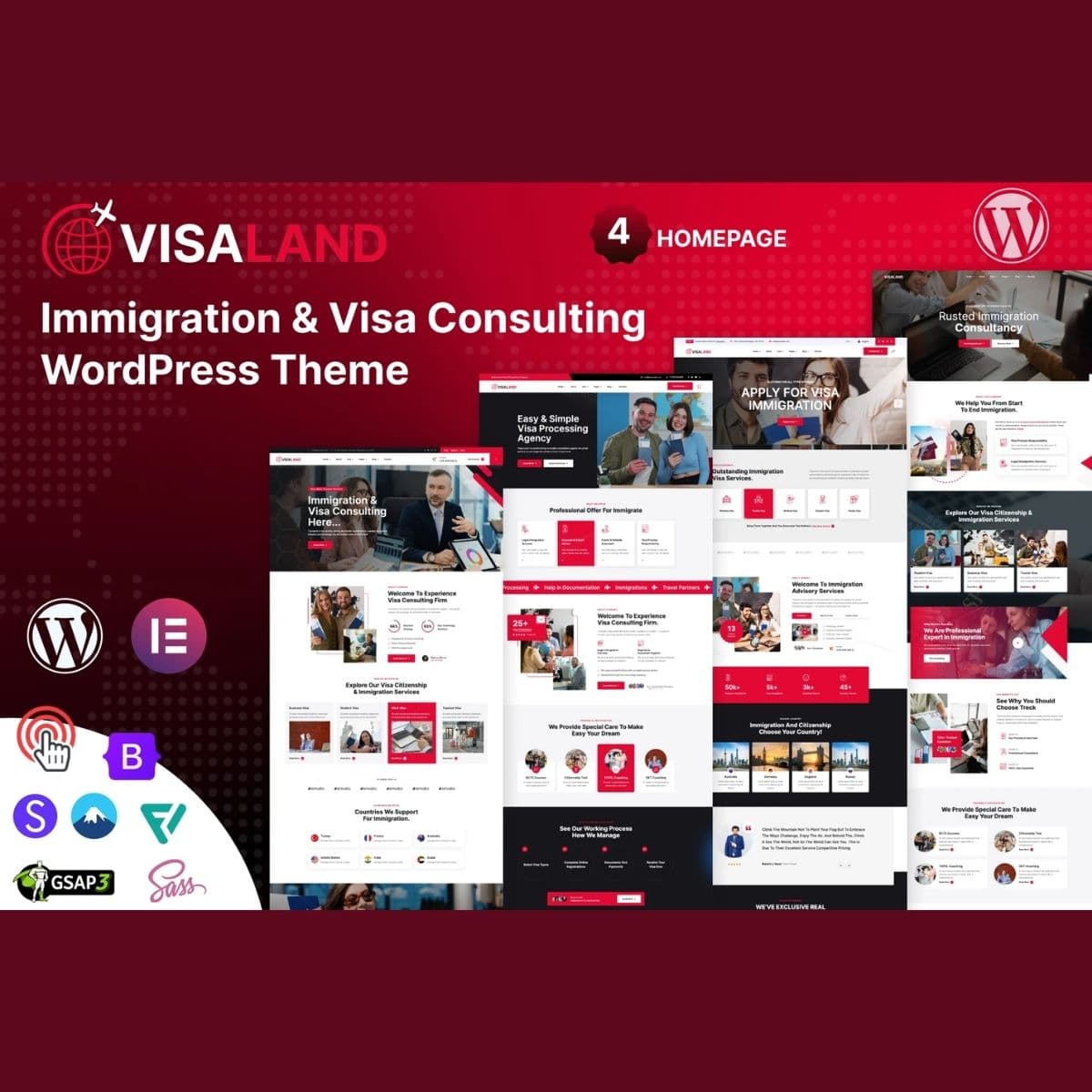 Visaland - Immigration and Visa Consulting ธีม WordPress