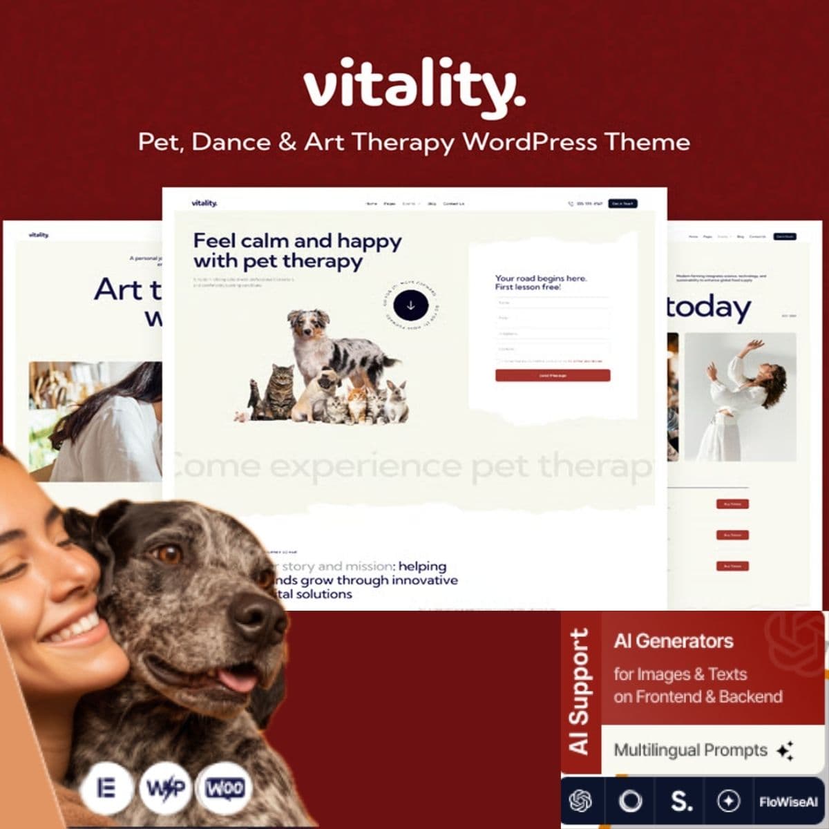 Vitality - Pet, Dance & Art Therapy Tema WordPress