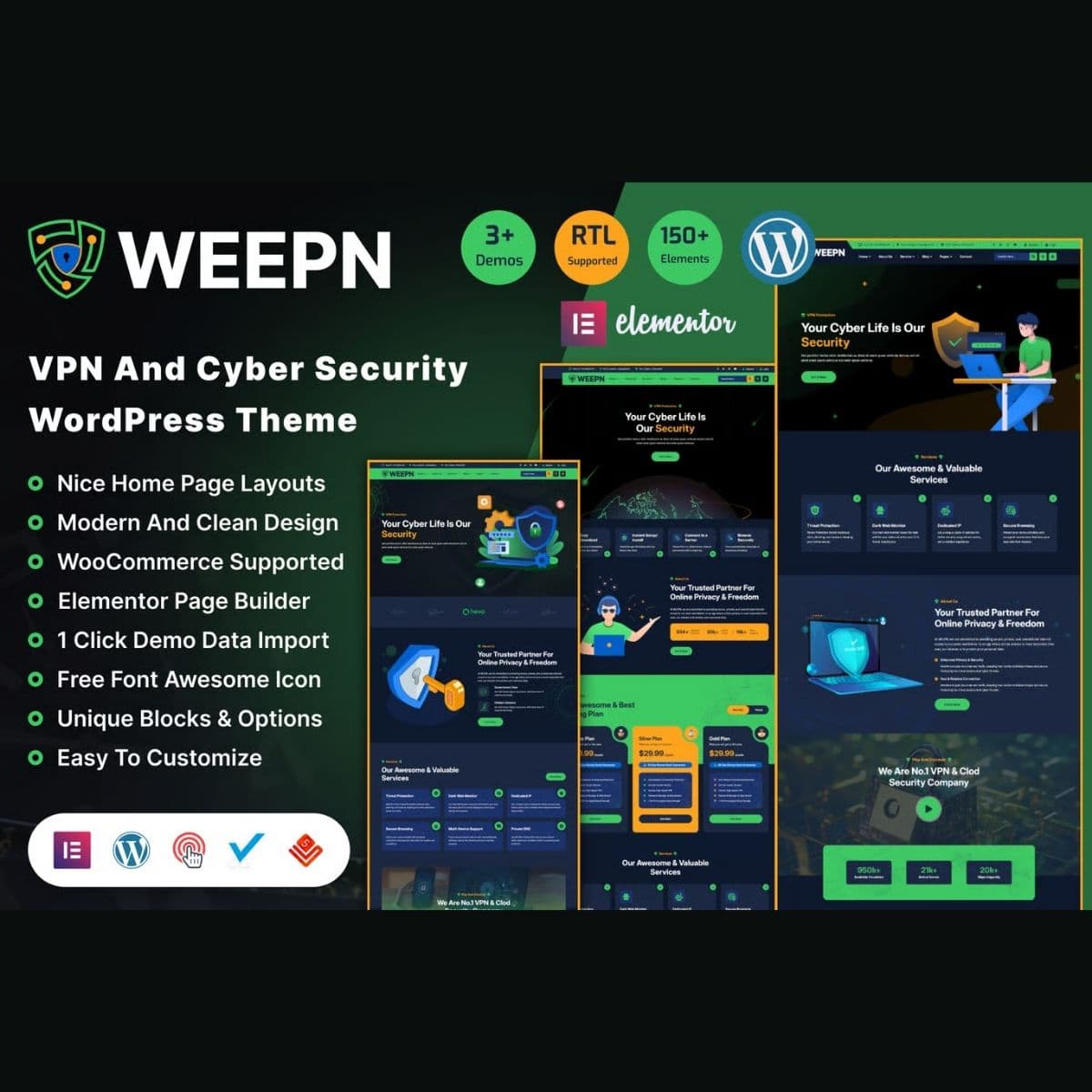 Weepn - VPN Technologie & Cloud Service RTL WordPress Thema