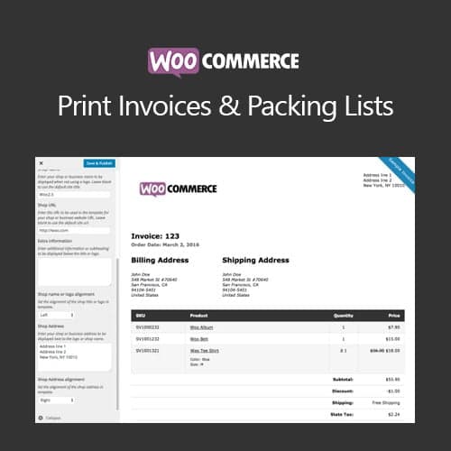 WooCommerce Print 청구서s & Packing Lists