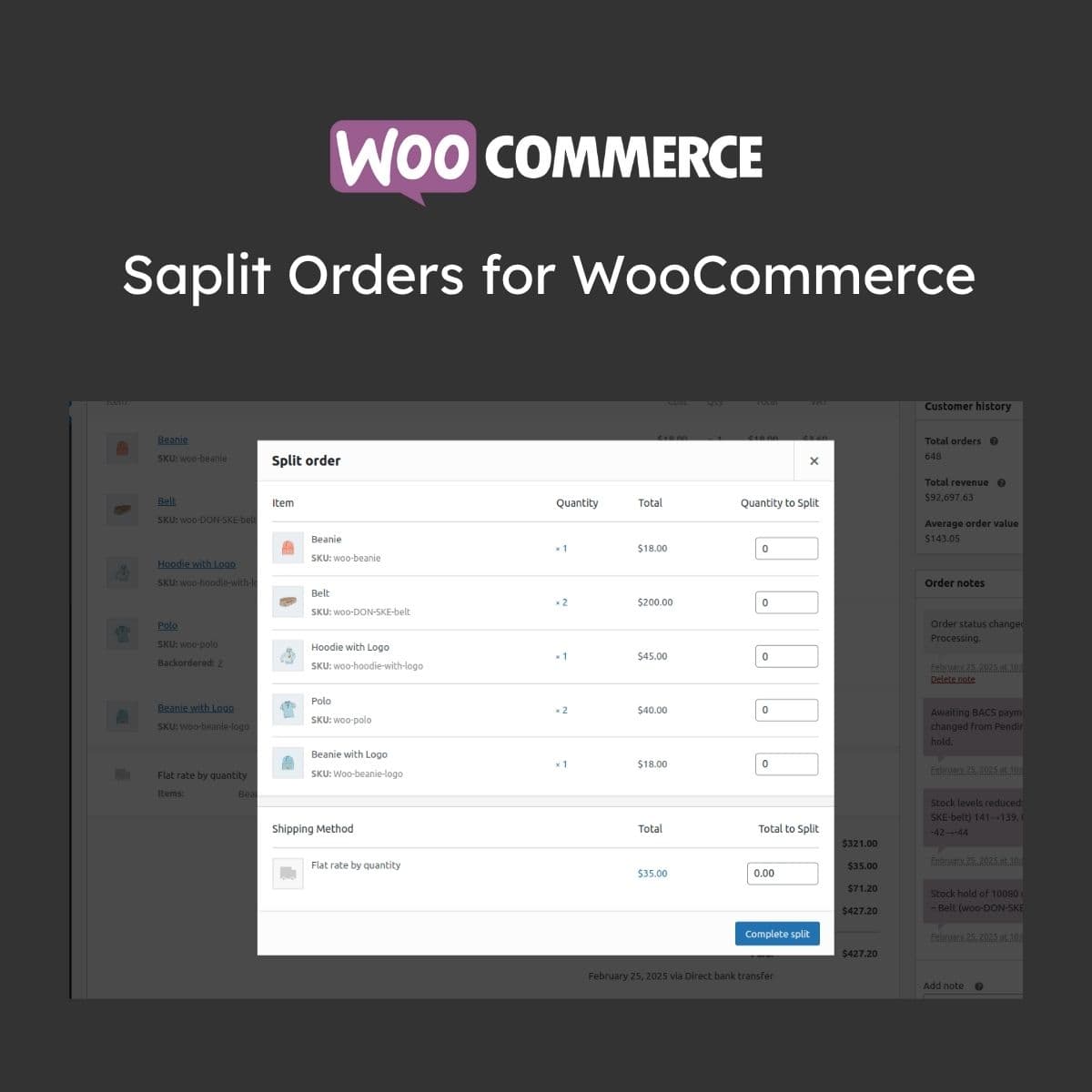 Split Orders WooCommerce کے لیے