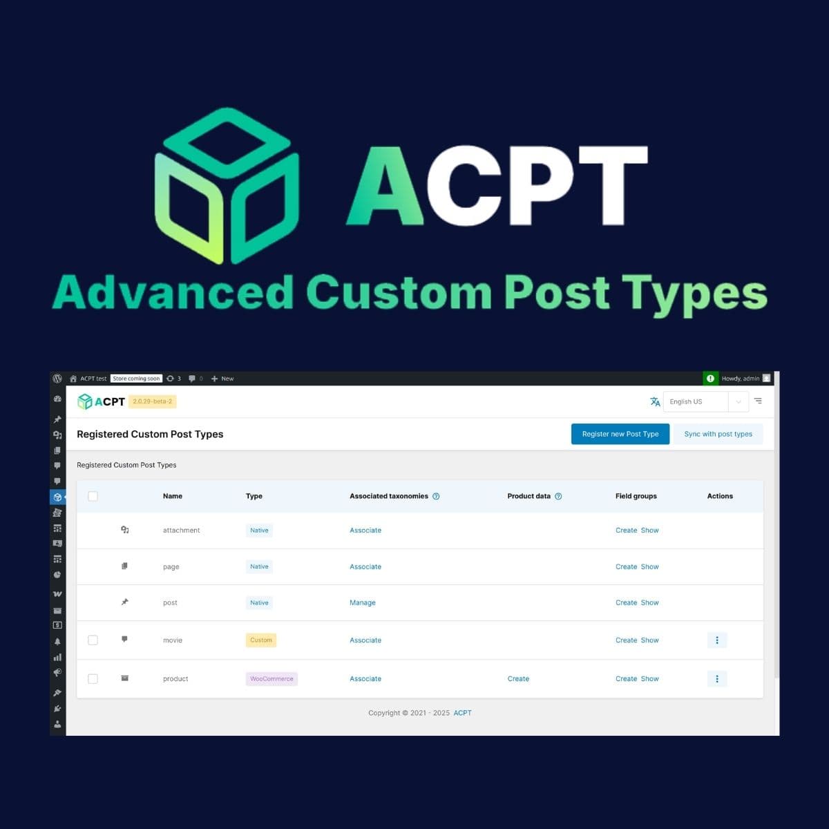 Screenshot of ACPT interface