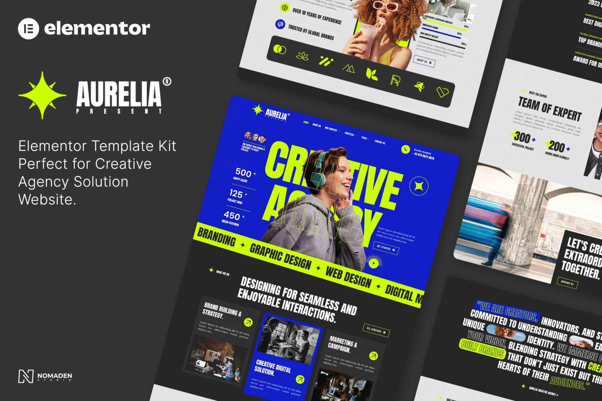 Aurelia - 크리에이티브 에이전시 Elementor 템플릿 키트 