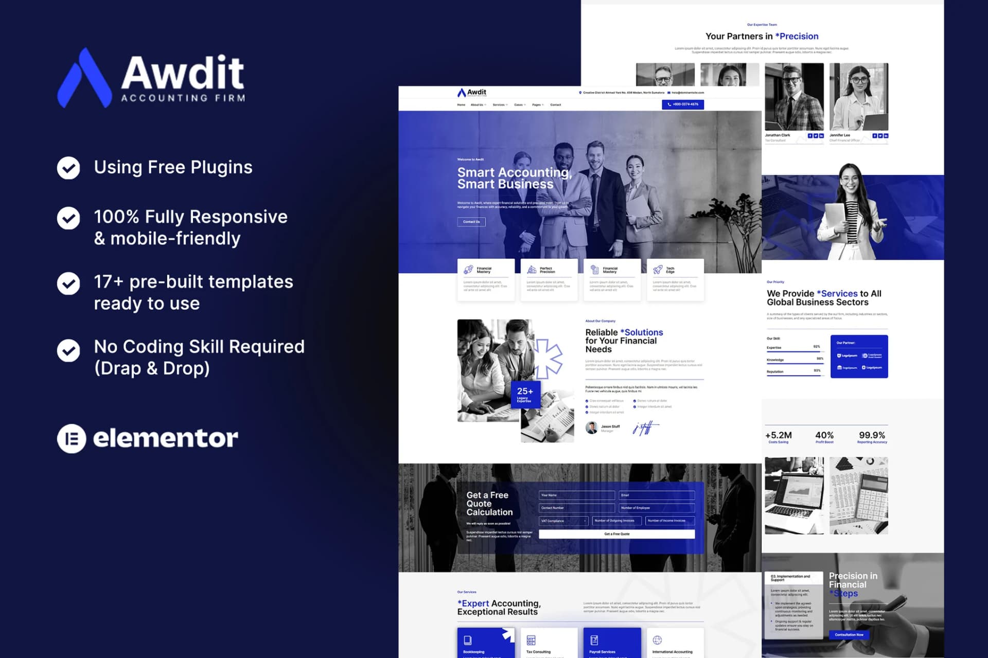 Awdit - Accounting Firm Elementor 템플릿 키트