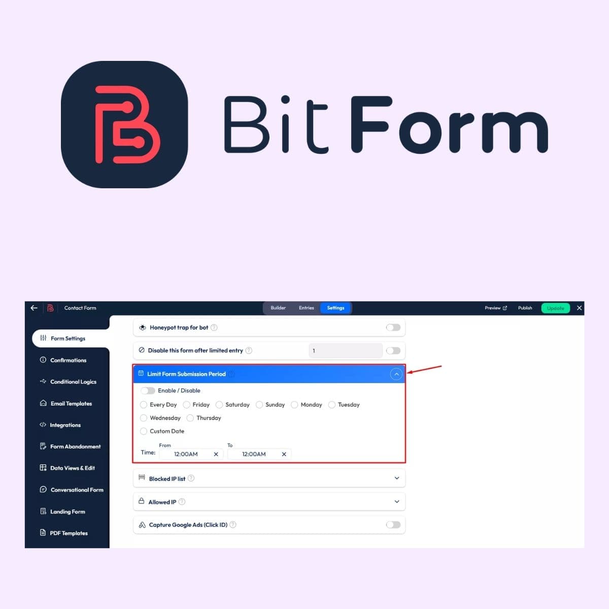 Screenshot of Bit Form Pro interface
