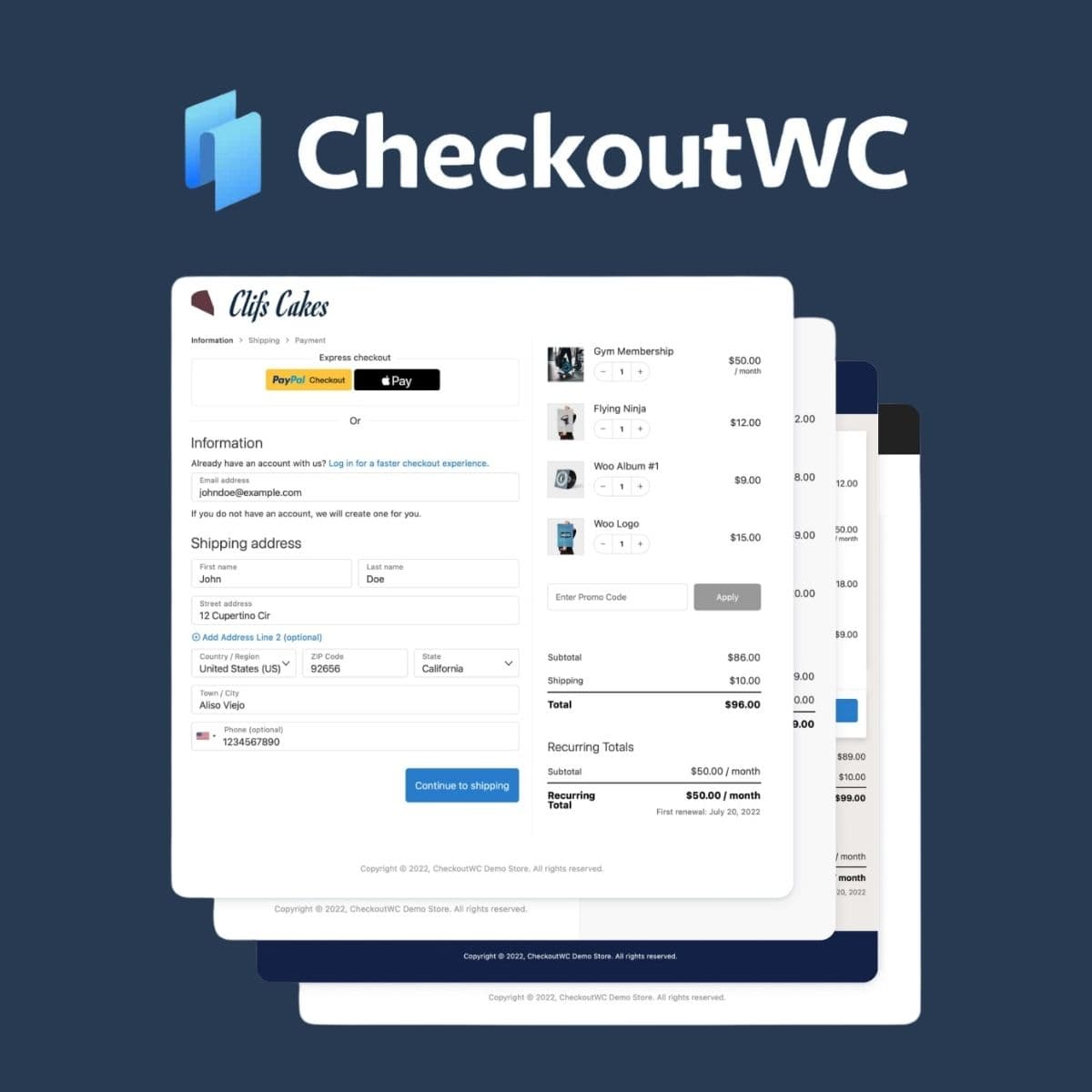 Screenshot of CheckoutWC interface