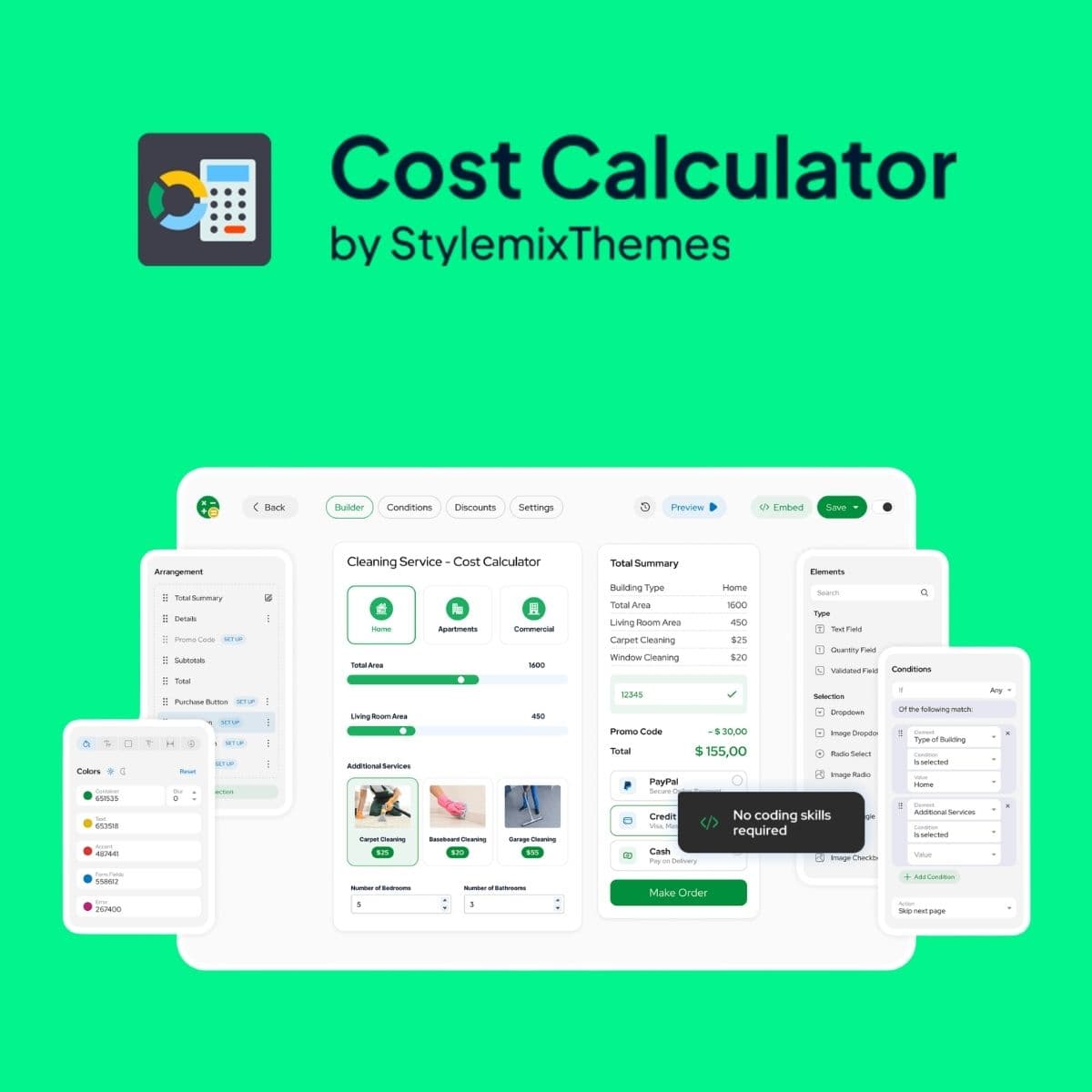 Screenshot of Cost Calculator Builder PRO interface