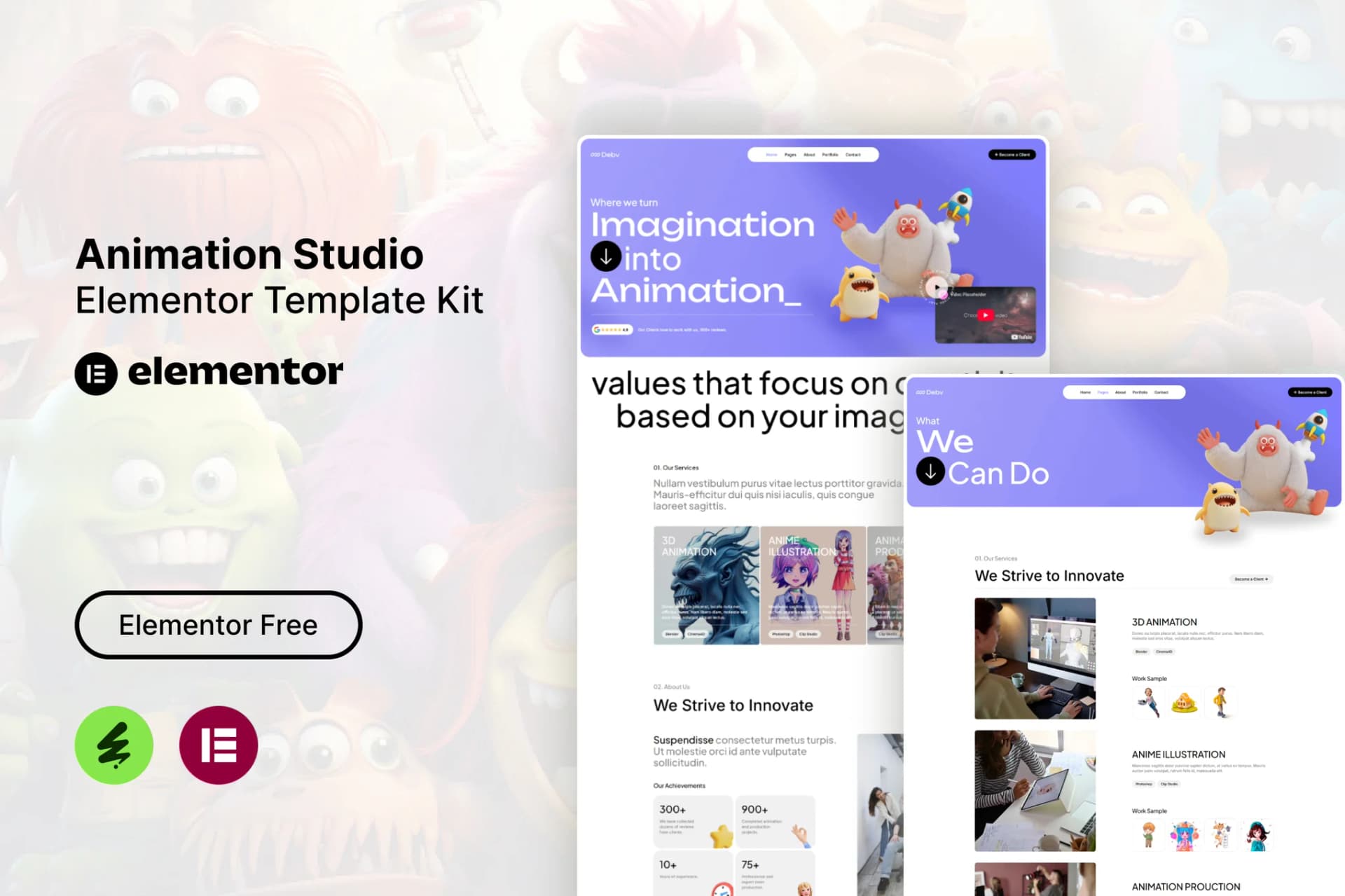 Debv - Animation Studio Zestaw szablonów Elementor