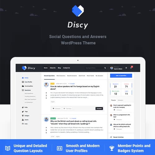 Discy - 社交 Questions and Answers WordPress主题