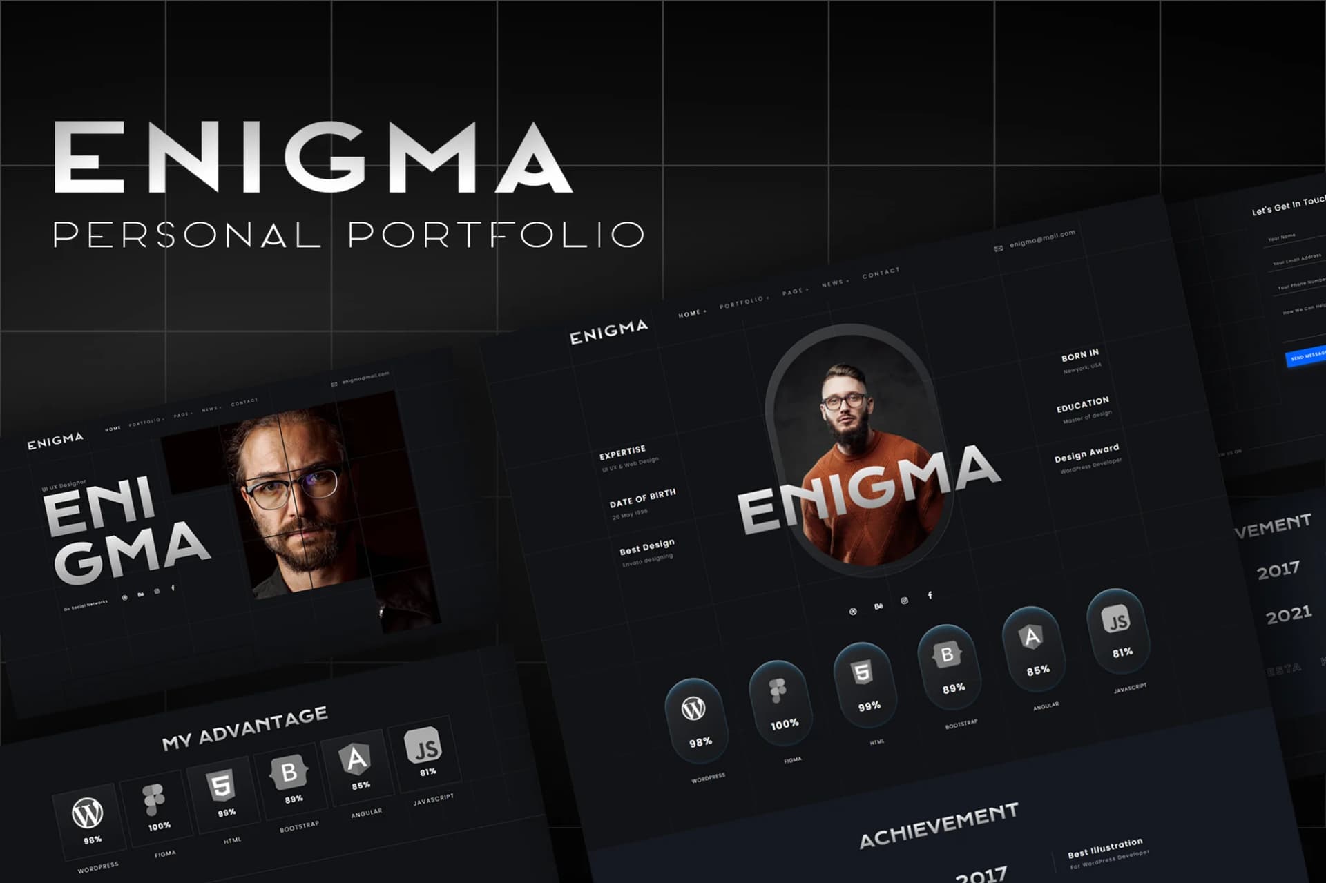 Enigma - Personal Portfolio Zestaw szablonów Elementor