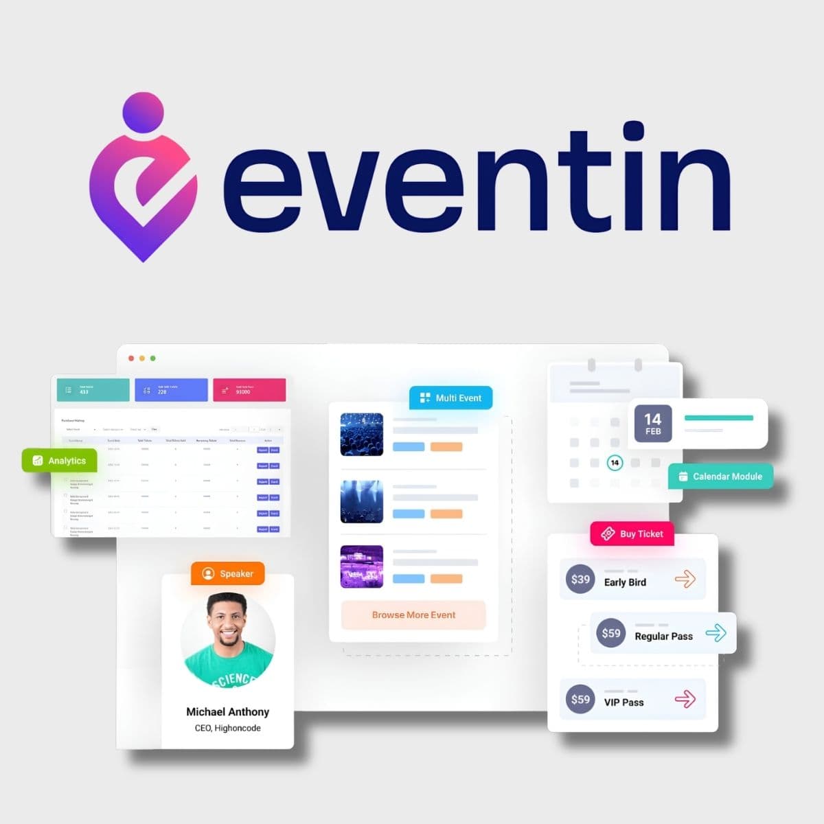 Screenshot of Eventin Pro interface