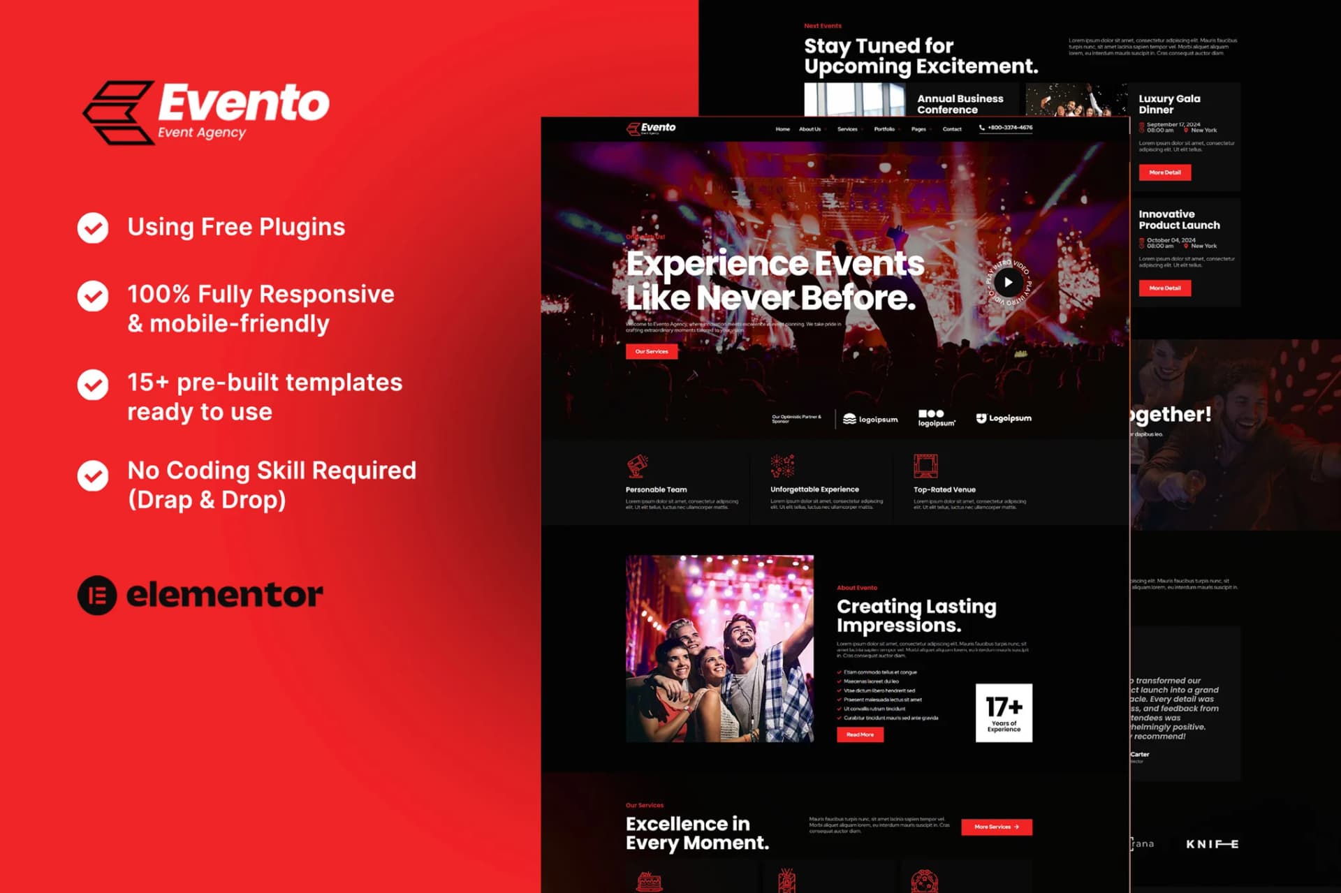 Screenshot of Evento interface