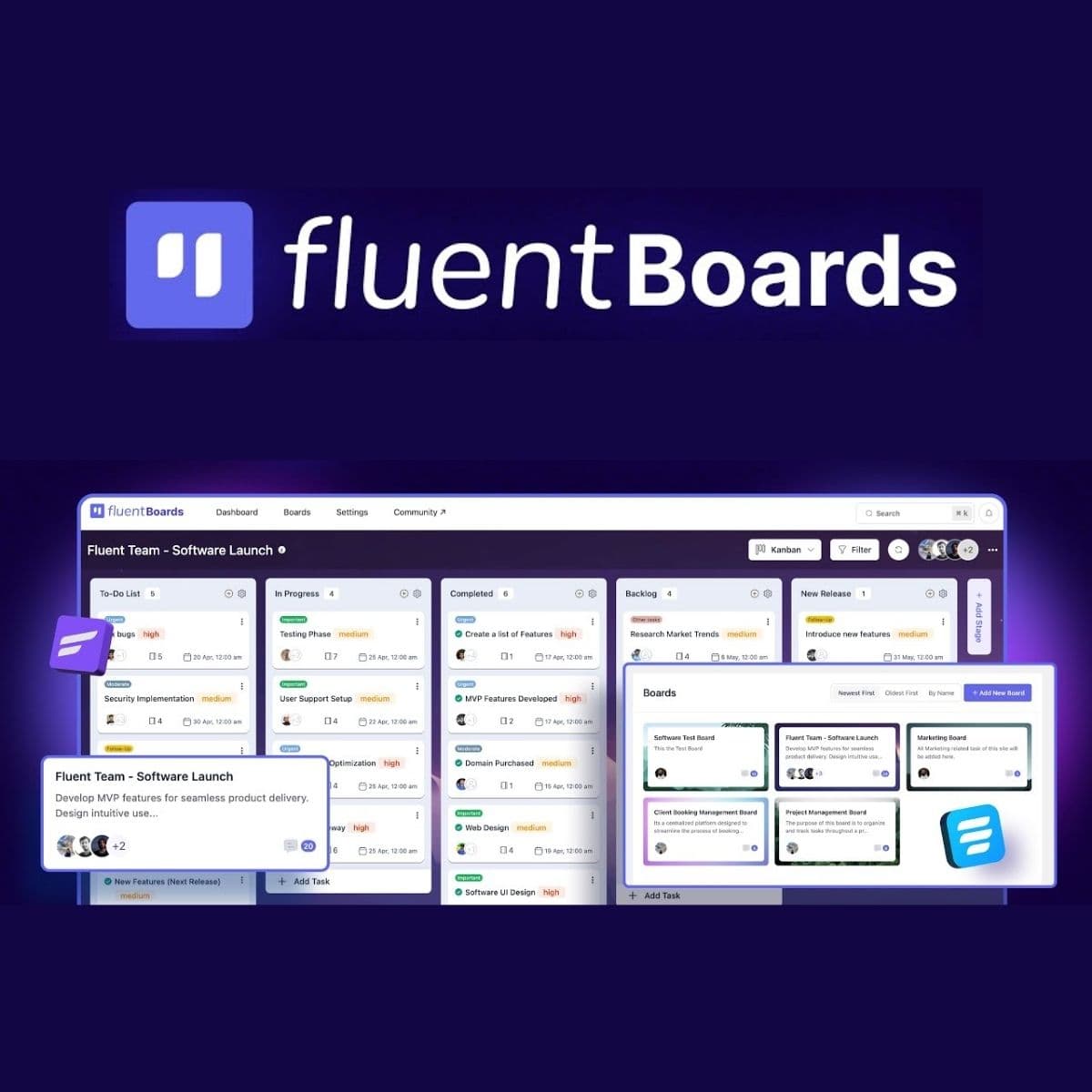 Screenshot of Fluent Boards Pro interface