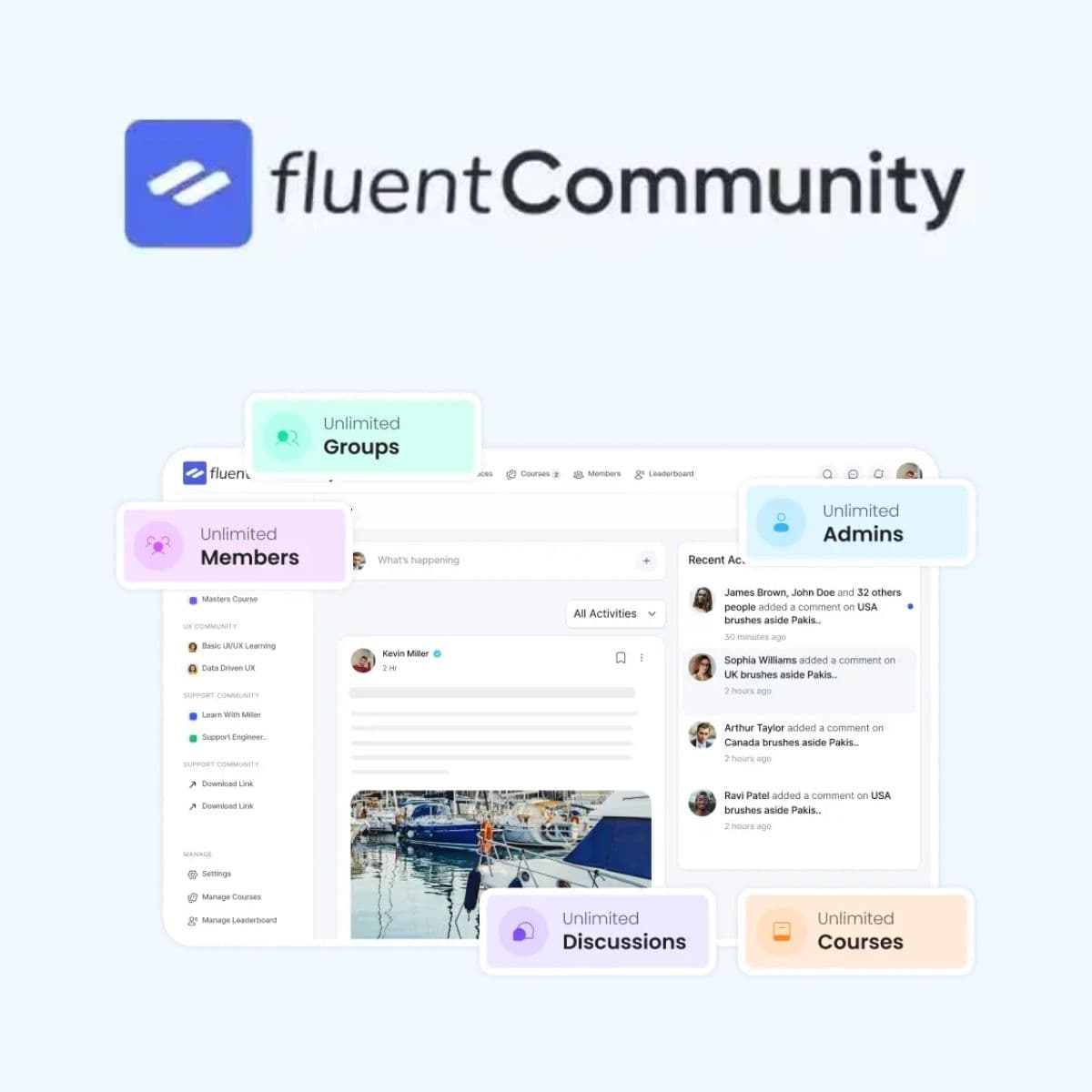 Screenshot of FluentCommunity Pro interface