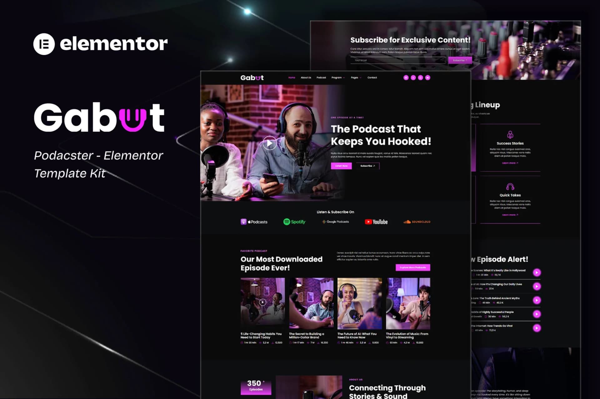 Gabut - Podcaster Elementor-Vorlagenpaket 